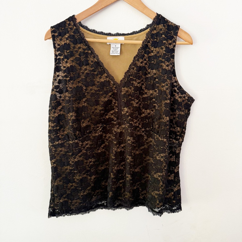 Vintage Y2K Lace Top Women 1X Black Layers Whimsgoth Fairy Grunge Dark Coquette